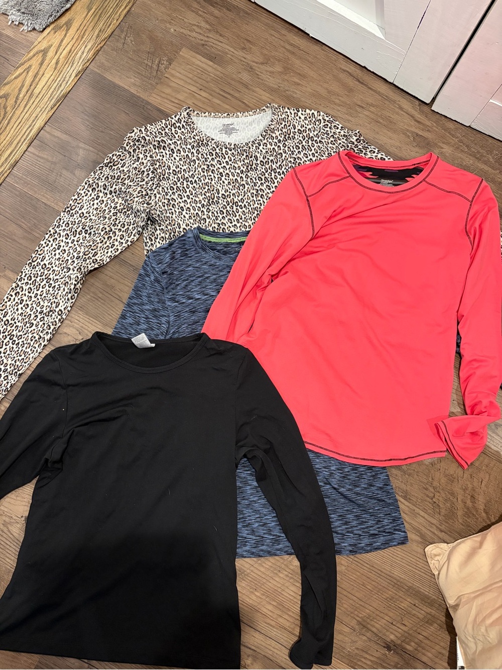 Cuddl Duds Women’s Long Sleeve Tees - Black, Coral Pink, Navy, Leopard